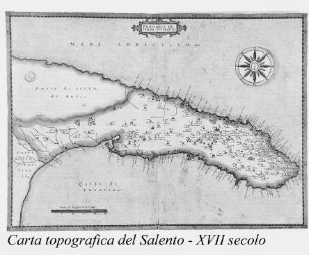 Carta topografica del Salento - XVII secolo