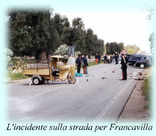 Il motoape distrutto nell'incidente